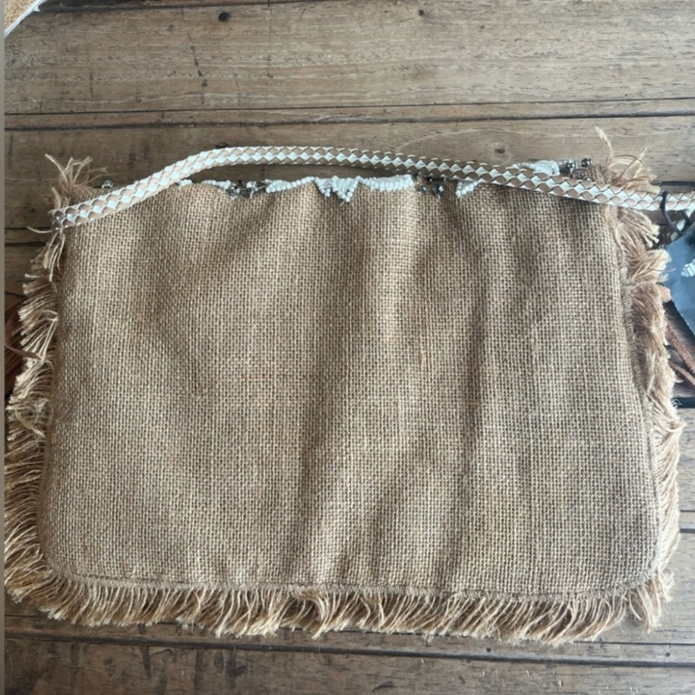 Elegant White and Brown Floral Clutch/Cross Body - Picture 2 of 5